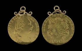 George III Full Gold Guinea - Dated 1779. Mounted.