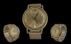 Bulova - Accutron Gents 18ct Gold Cased Wrist Watch. c.1970's. Champagne Dial, With Later 9ct Gold