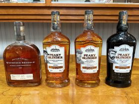 Three Bottles of Peaky Blinder Irish Whisky, comprising Irish Whisky Liquer, Bourbon Whisky and