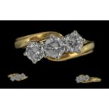 18ct Gold - Excellent 3 Stone Diamond Ring. Full Hallmark to Interior of Shank. The 3 Round