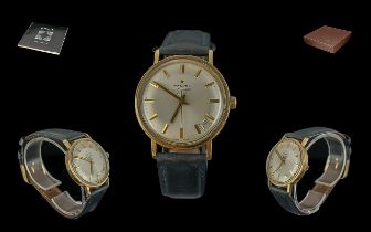 Zenith Gents 9ct Gold Cased 23 Jewels Automatic 28800 Wrist Watch. c.1973. With Attached Black