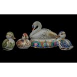 Royal Crown Derby Paperweights, Includes a Large Swan and 3 Ducklings, Please Not the Swan has a