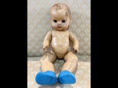 Vintage 'Rosebud' Doll, composition doll movable limbs, opening eyes. Some damage to hands.