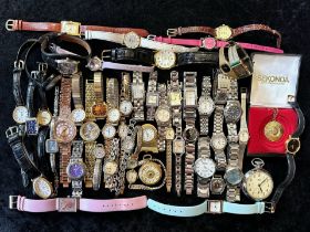 Collection of Ladies & Gent's Wristwatches, leather and bracelet straps, comprising Slazenger, Louis