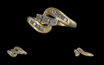 Ladies Attractive 18ct Gold Diamond Set Ring full hallmark for 18ct 750 the faceted diamonds of