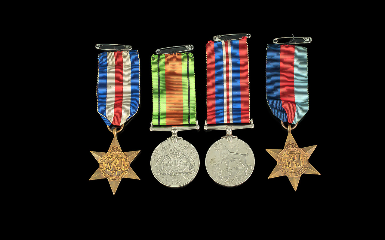 World War II Set of Military Medals ( 4 ) In Total Unnamed. Comprises 1/ Defence Medal with