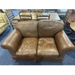 Brown Two Seater Leather Sofa.