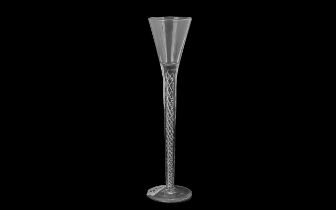 Tall Georgian Wine Glass, long twist stem, height 9''.