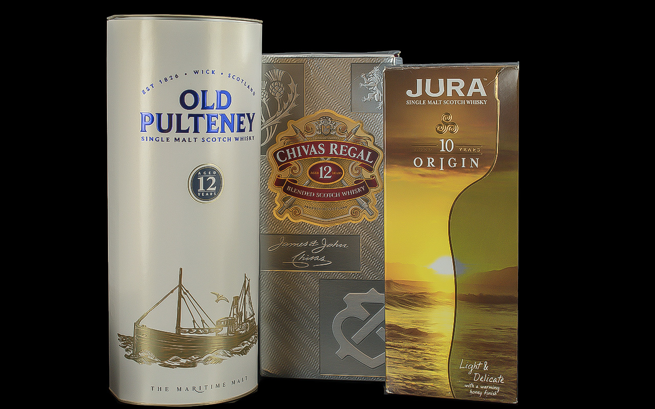Three Bottles of Scotch Whisky, comprising Old Pulteney 12 Year Old Single Malt Scotch Whisky, 70cl,