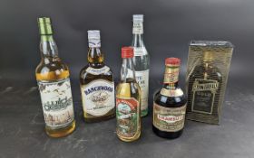 Collection of Spirits to include a Cointreau Gold, Weisser Rum, Ranchwood Bourbon, Drambuie, Linie