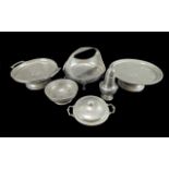 A Collection of Pewter Items (6) in total. To include two cake stands, a basket and two bowls, one