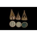 Antique Period Trio of 9ct Gold Masonic Fobs. One Set Symbols to Base, The Other Two Set with Gem