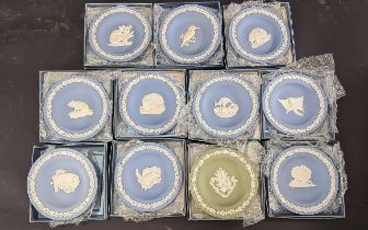 Collection of Wedgwood Round Trays, eleven in total, all boxed, including Frilled Neck Lizard,