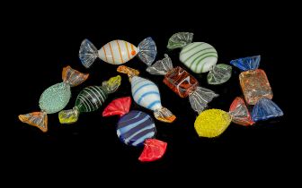 Collection of Murano Glass Sweets, nine in total, various colours.