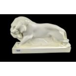 Wedgwood - Fine Large Porcelain Art Deco Period - Moonstone Glaze 'Walking Tiger' Figure, Upon