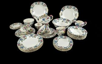Royal Cauldon 'Victoria' Tea Set, comprising tea pot, milk jug, sugar bowl, seven cups and