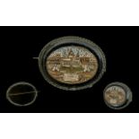 19th Century Micro Mosaic Brooch depicting a view of Vatican City, 1.75'' x 1.25''.