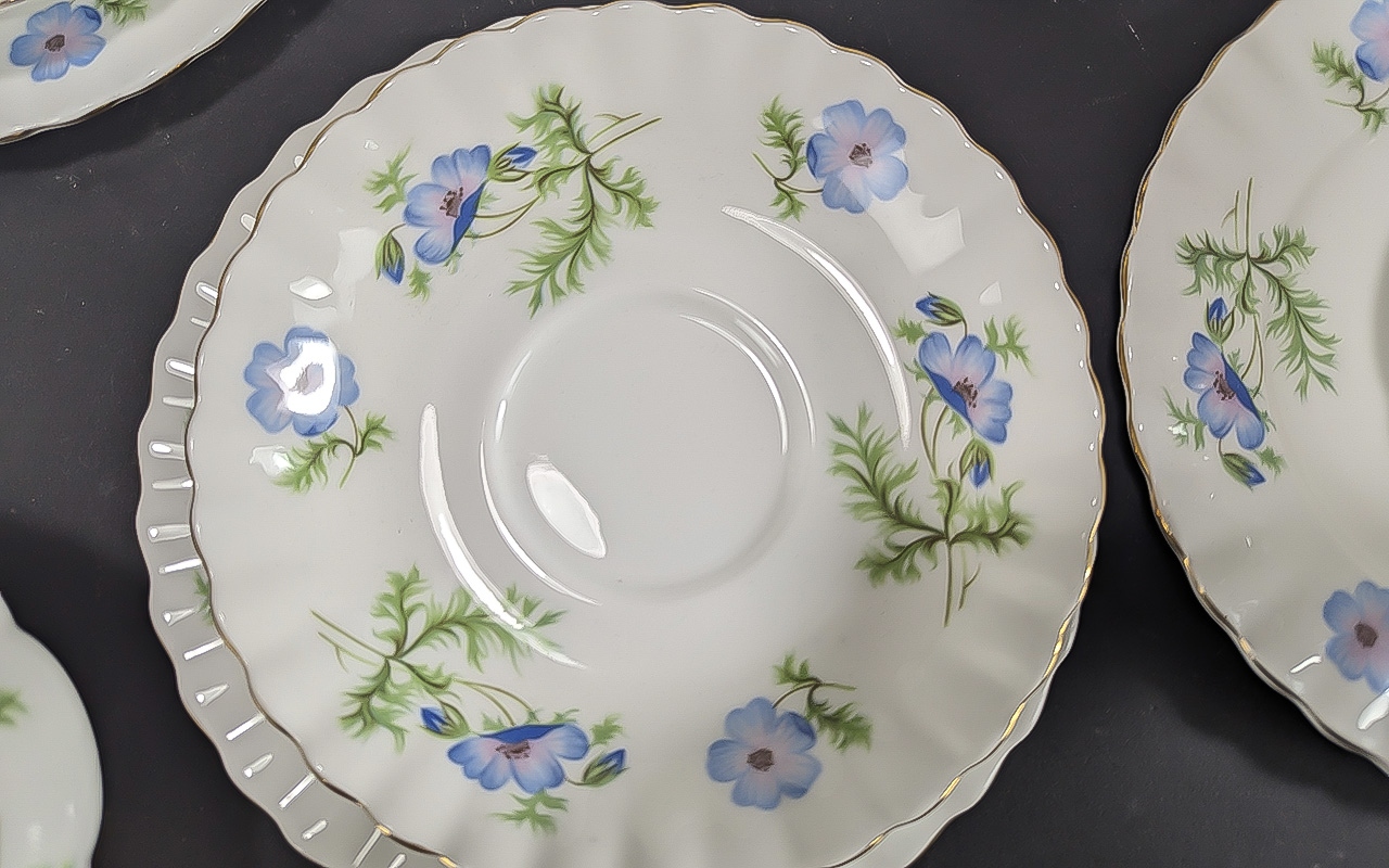 Richmond Bone China Tea Set 'Blue Poppy', comprising seven trios of cup, saucer and side plate, a - Bild 2 aus 3