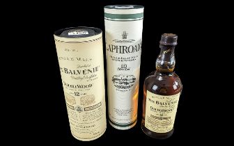 Three Bottles of Single Malt Whisky, to include two 'The Balvenie' age 12 years, and 'Laphroaig', 10