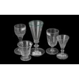 A Collection of Five Antique Glasses, various shapes and sizes, tallest 5.5''.