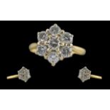 Ladies 18ct Gold Diamond Set Cluster Ring, Flower head Setting. Full Hallmark to Interior of