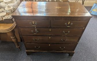 Mahogany Chest of Drawers, two short over three long graduated, bracket feet. Height 39.5'' x