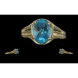 Ladies - Attractive 14ct Gold Single Stone Blue Topaz Set Ring. Marked 14ct to Interior of Shank.