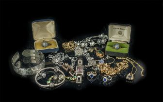 Mixed Lot of Silver & Costume Jewellery, including necklace and bracelet set, gold plated rings,