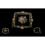 Victorian Period Ladies Pleasing Quality Impressive 15ct Gold Mounted Floral Mosaic Brooch, the