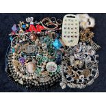 Collection of Vintage Costume Jewellery, comprising beads, earrings, necklaces, brooches, bracelets,