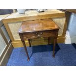 A Modern Walnut Side Table with frieze single drawer, raised on tall cabriole legs,