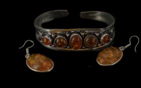 Amber Cuff & Earrings, cuff set with fiv