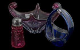 Two Murano Glass Bowls, a purple wave sh