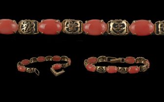 Ladies Fine Quality 18ct Gold Coral Set