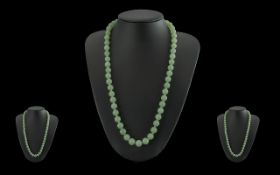 A 1930's Pleasing Jade Beaded Necklace -