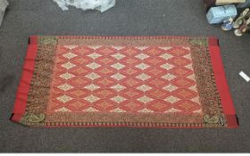 Red & Gold Embroidered Kashmir Wool Shaw