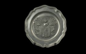 Vintage French Pewter Wall Plate with Co