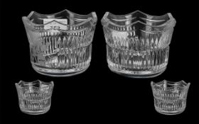 A Pair of Waterford Crystal Christmas Bowls with etched figure of Santa to front. Waterford marks to