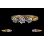 Ladies - Pleasing 18ct Gold 3 Stone Diamond Set Ring. Full Hallmark to Interior of Shank. The 3