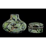 Old Tupton Ware Morris Leaf Squat Vase 5.5 cms in height and matching trinket pot. Full marks to