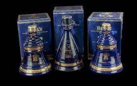 Three Bottles of Bells Old Scotch Whisky Decanters, Golden Jubilee 1952 - 2002, full contents, 8