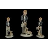 Goldscheider Myott Collaboration Hand Painted Figure 'Boy With Top Hat and Tails' - with striped