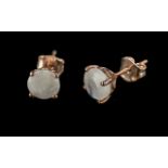 Rainbow Moonstone Pair of Stud Earrings, comprising two round cut solitaires, of approx.1.25cts