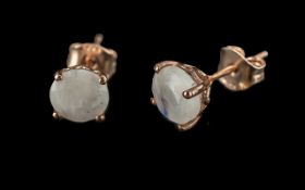 Rainbow Moonstone Pair of Stud Earrings, comprising two round cut solitaires, of approx.1.25cts