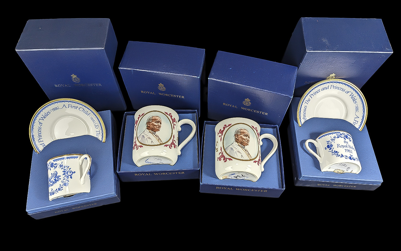 Collection of Royal Worcester ware, Includes 2 x Royal Worcester Cups of the Pope John Paul II + 2 x