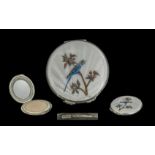 Late Art Deco Period Super Quality Sterling Silver Guillloche Enamel Ladies Compact - By Joseph