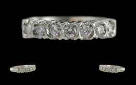Ladies 18ct white gold diamond set dress ring, not marked but tests 18ct. the well matched 7 round