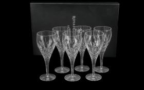 Royal Doulton Boxed Set of Dorchester Goblets, six 280 ml glasses in fine lead crystal. In