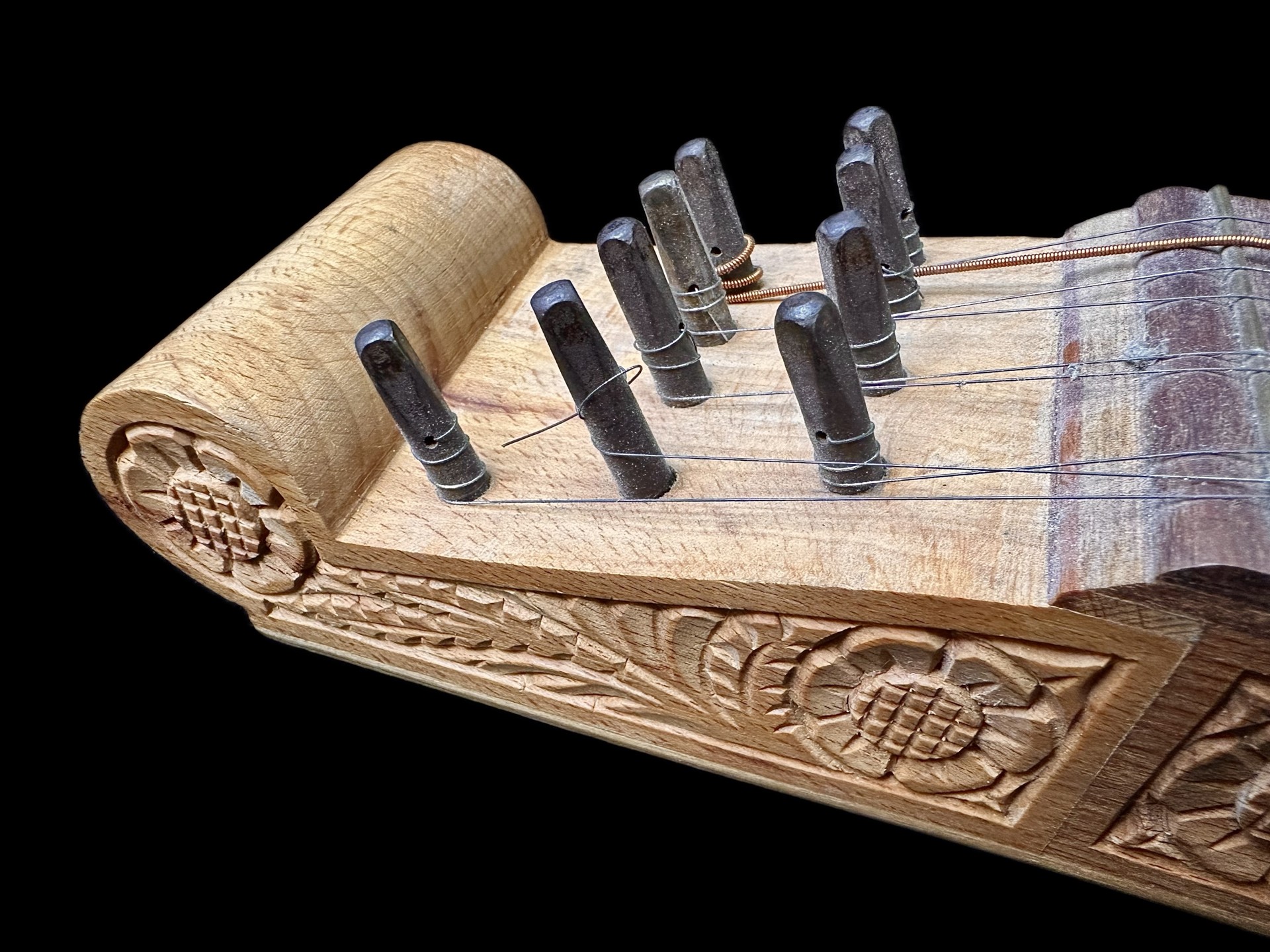 Hand Carved Decorative Zither, 17 string, length 32.5''. - Image 2 of 6