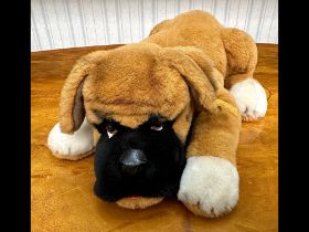 Steiff Bobby the Boxer dog, ref. 078101, Boxer Dog, lying down, overall size 17''.